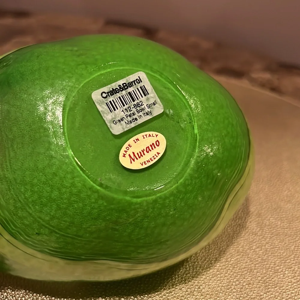Murano Venezia for Crate & Barrel Green Petal Bowl